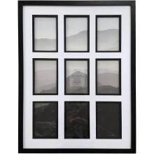 9 Collage Black Mounted Inlay Photo Frame 63x48Cm