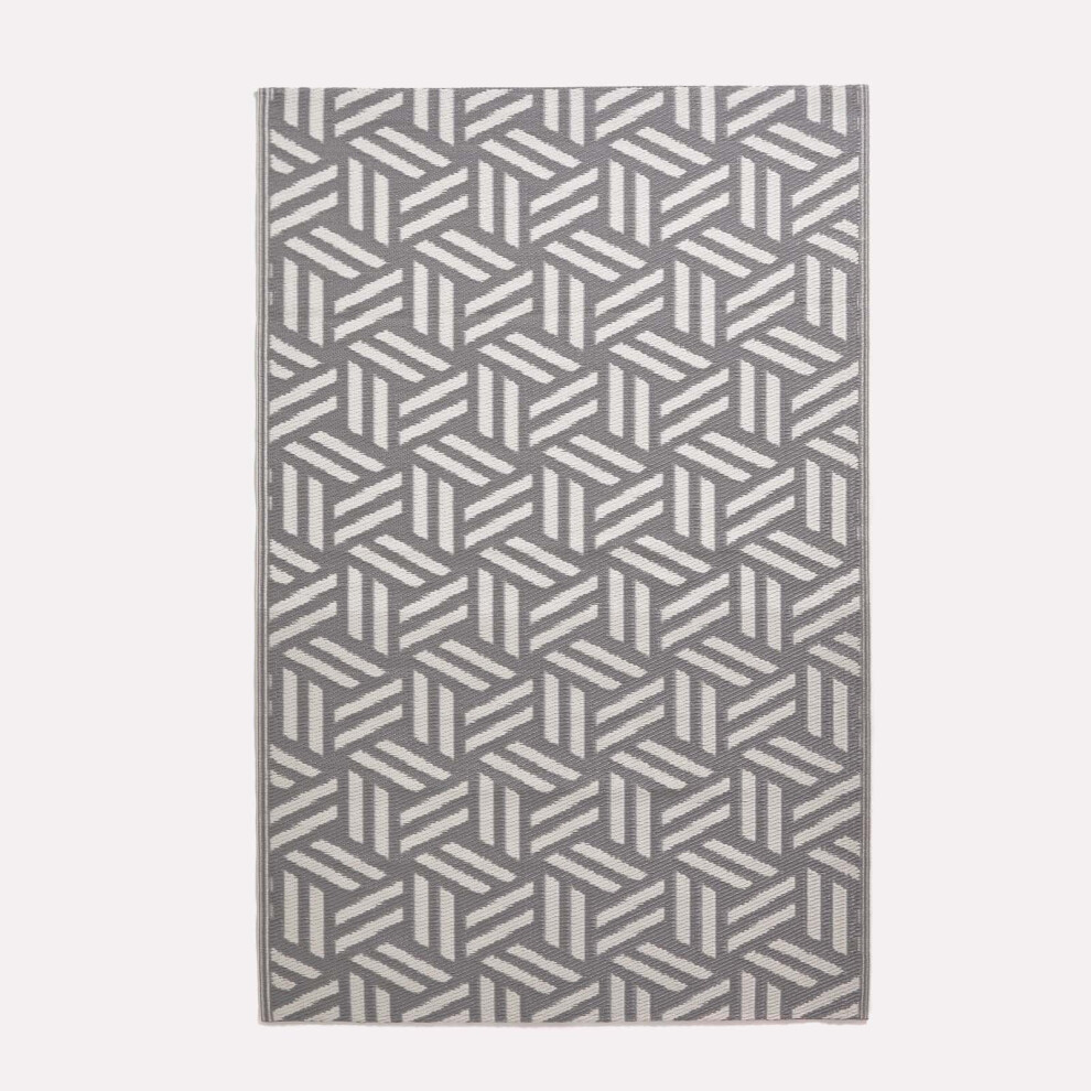 Homescapes Luna Geometric White & Grey Outdoor Rug