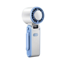Weißer tragbarer Mini Ventilator 70x68x182mm 3600mAh Akku LED Display 4 in 1 USB Reise Büro Freizeit