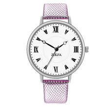Purple Leather Band Quartz Watch for Women - Stylish and Trendy