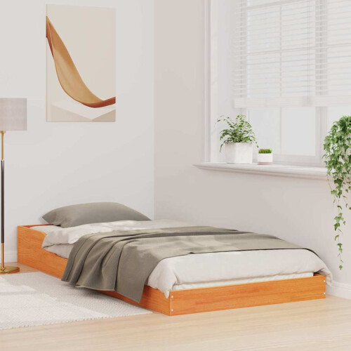 VidaXL vidaXL Bed Frame Wax Brown 100 x 220 cm Solid Pine Wood 2