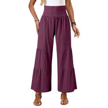 ElasticFlowy strand-palazzo-broek voor dames met hoge-Fuchsia S