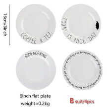 4pcs, ceramic 6-inch breakfast plates, appetizer plates, sandwiches, bread, dessert fruit salad plates, Nordic style ceramics