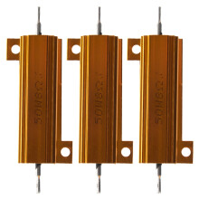 3X 50 Watt 8 Ohm 5% Aluminum Housed Wirewound Power Resistor Gold Tone