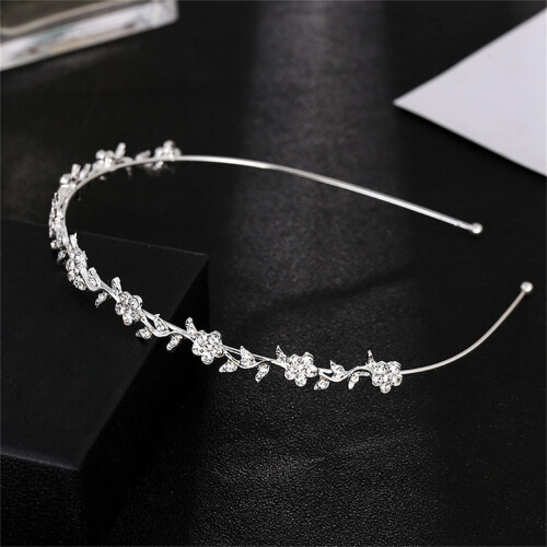 (1) Brautjungfer Haarreif Kristall Blume Silber