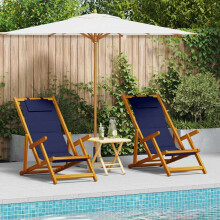 vidaXL Beach Chair with Cushion Folding 2 pcs Brown Solid Acacia Wood