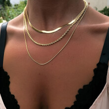 (Gold) Frauen Schlangenkette Halsketten-Set