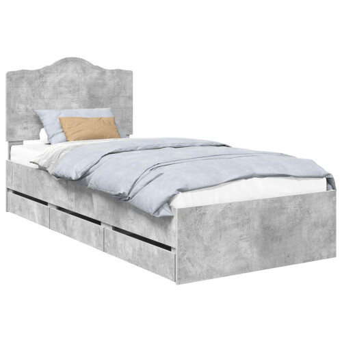 VidaXL vidaXL Bed Frame with Drawer Concrete Grey 75 x 190 cm Engineer Wood 1