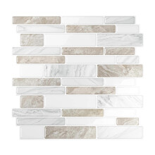 Marble Tile Splashback Peel-And-Stick, 12-Piece Self-Adhesive for Kitchen And Bathroom