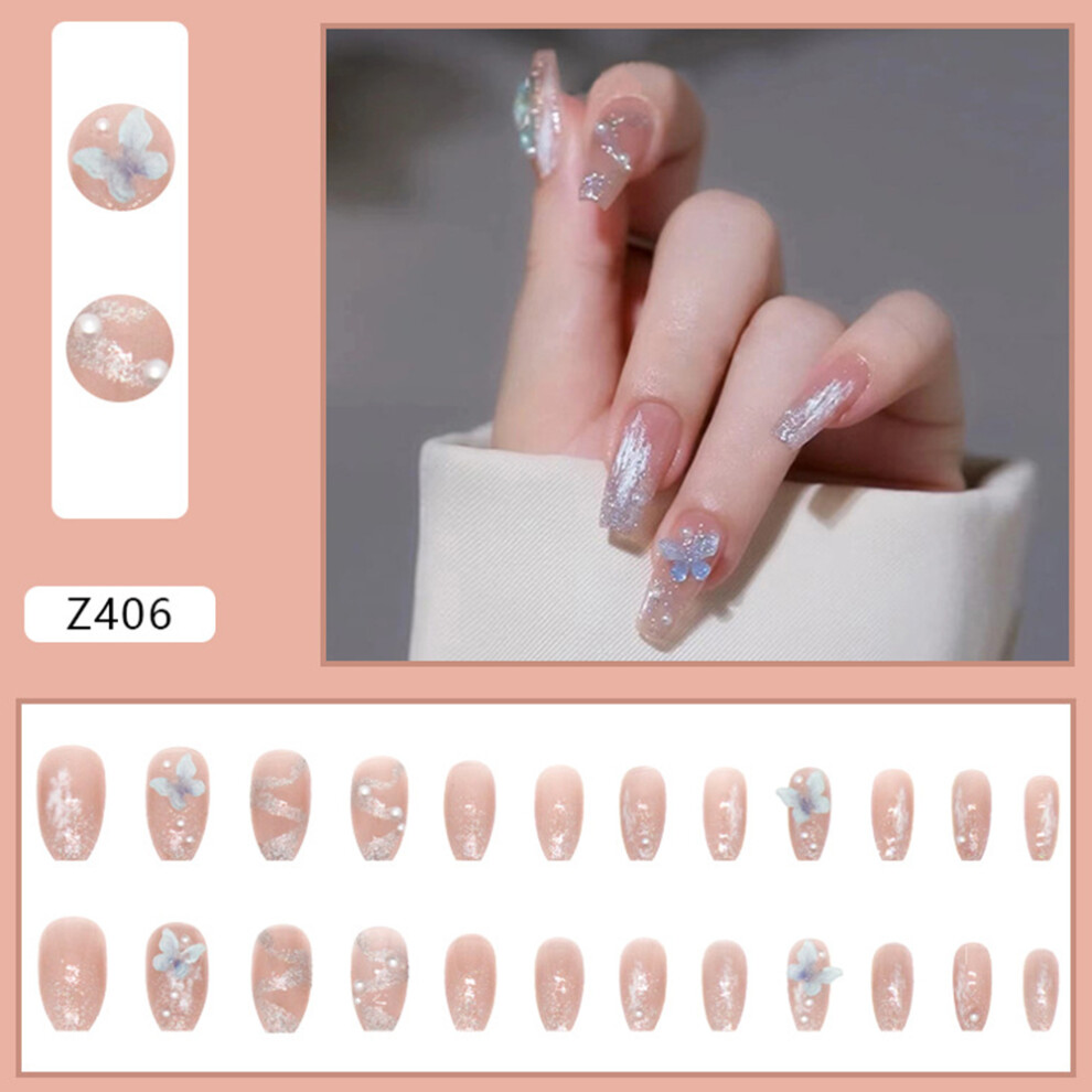 Dachuang Beauty (Jelly Glue Model) 3D Butterfly Press-On Nails For Women - Reusable