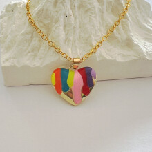 (Necklace) Ensemble Bijoux Coeur Arc-en-ciel Collier & Boucles