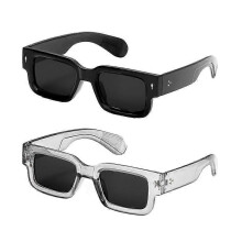 2-Pack Y2K Retro Trendy Square Sunglasses Black & Clear Frames UV400 Shield Perfect for Summer Beach Trips Travel & Streetwear Unisex Lightw