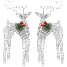 (Silver) Statue Renne Noël - Décoration Extérieure