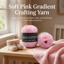 (01 Pink Section) Soft Gradient Milk Cotton Yarn for Baby Knitting