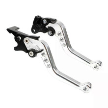(Silver) Universal For YAMAHA Honda Suzuki CNC Motorcycle Adjustable Brake Clutch Levers Motorbike Brake Lever Handle Bar Motor Grips