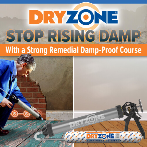 Dryzone 600ml Damp Proofing Cream x 10 + Dryzone DPC Application Gun 1