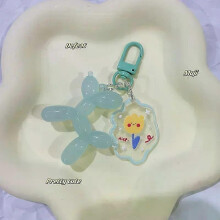 (BlueFlower) Fashion Keychain Punk Jelly Balloon Dog chains for Women Bag Pendant Jewelry Trinket Girl's Car  Ring  Chain