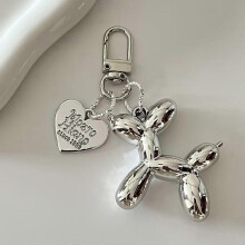 (silvery) Fashion Keychain Punk Jelly Balloon Dog chains for Women Bag Pendant Jewelry Trinket Girl's Car  Ring  Chain