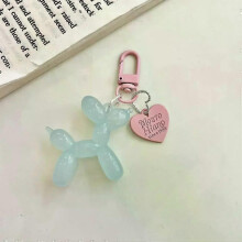 (LightBlue) Fashion Keychain Punk Jelly Balloon Dog chains for Women Bag Pendant Jewelry Trinket Girl's Car  Ring  Chain