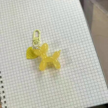 (Yellow) Fashion Keychain Punk Jelly Balloon Dog chains for Women Bag Pendant Jewelry Trinket Girl's Car  Ring  Chain