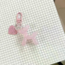 (Pink) Fashion Keychain Punk Jelly Balloon Dog chains for Women Bag Pendant Jewelry Trinket Girl's Car  Ring  Chain