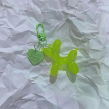(Green) Fashion Keychain Punk Jelly Balloon Dog chains for Women Bag Pendant Jewelry Trinket Girl's Car  Ring  Chain