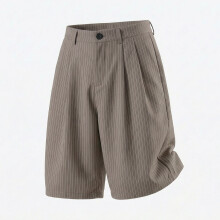 (Oatmeal,XXL)Trendy Men Shorts With Elastic Waist And Classic Design For Casual Spring Outfits