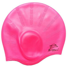 (D) Men Women Swimming Caps Long Hair Waterproof Swim Pool Cap Ear Protect Silicone Diving Hat