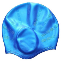 (A) Men Women Swimming Caps Long Hair Waterproof Swim Pool Cap Ear Protect Silicone Diving Hat