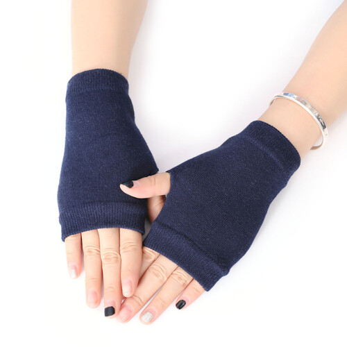 (Navy Blue) Gants sans Doigts Hiver Unisexe Coton 1