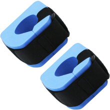 paire de manchons flottants bleus avec fermeture réglable, accessoire de natation