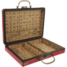 Estuche portátil retro para mahjong, caja de almacenamiento para mahjong, ideal para viajes y uso al aire libre.