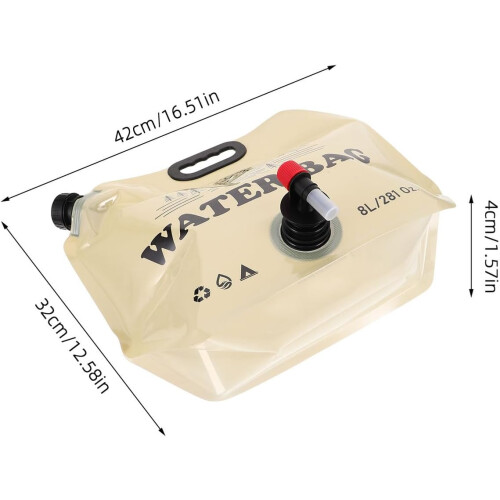 Sac à eau pliable de 8 L, étanche et portable, avec robinet. 1
