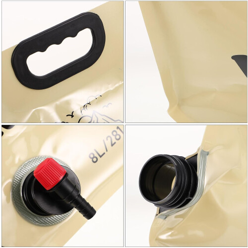 Sac à eau pliable de 8 L, étanche et portable, avec robinet. 2