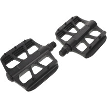 1 Pair Black Plastic Bike Pedals with Anti-Skid Platform, Flat Dual-Sided Mountain