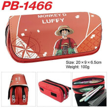 (-16) One Piece Anime Pencil Bag Case Luffy Zoro Double Layer Zipper Large Capacity Wallet School Stationery for Kids Students