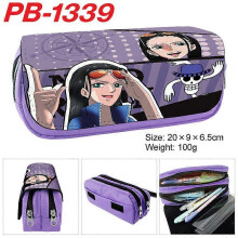 (-9) One Piece Anime Pencil Bag Case Luffy Zoro Double Layer Zipper Large Capacity Wallet School Stationery for Kids Students