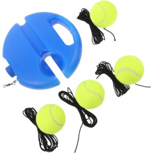 Tennisrebounder trainingsset met stabiele blauwe voet en 4 oefenballen met hoge stuitkracht.