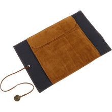 Vintage canvas make-up kwastenroltas van imitatieleer, grote opvouwbare cosmetische etui voor pennen en potloden.