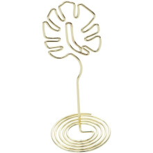 Monstera Draht-Memo-Halter, 5er-Pack, goldblattförmiger Fotoclip-Ständer aus Eisen, Schreibtisch-Organizer