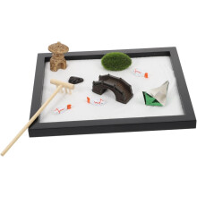 Ornement décoratif Zen pour bac à sable de bureau, modèle en résine noire.