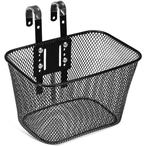 Universal dianteiro cesta de bicicleta malha de metal preto com fixação gancho-e-loop fixação