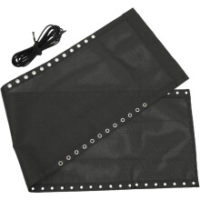 Juego de telas de repuesto para tumbona plegable de exterior con paño de reparación negro y kit de cuerdas.