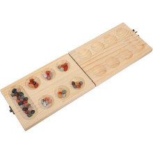 Jeu de Mancala en bois avec plateau pliable et pierres précieuses naturelles, jeu d'échecs éducatif et logique
