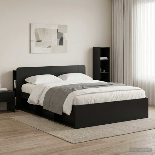 VidaXL vidaXL Headboard Cabinet with Storage Black Engineered Wood 1