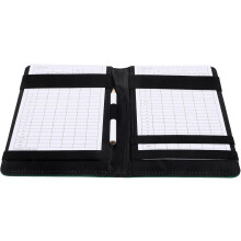 Juego de cuaderno de puntuación de golf portátil de cuero con protector para uso en campos al aire libre.