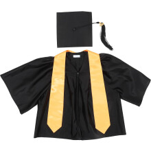 Conjunto de graduación de algodón negro para preescolar: toga y birrete con borla.
