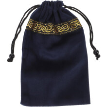Bolsa de terciopelo con cordón para cartas de tarot, pequeña bolsa de almacenamiento para cartas de tarot bordada, organizador azul oscuro adecuado