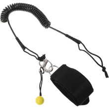 Corda di sicurezza per SUP da 2,7 m (9 piedi), nera, a spirale, con cinturino elastico alla caviglia.