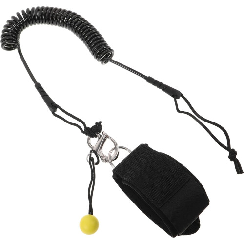 9ft SUP Leash Black Coiled Surfboard Safety Rope with Elastic Ankle Strap